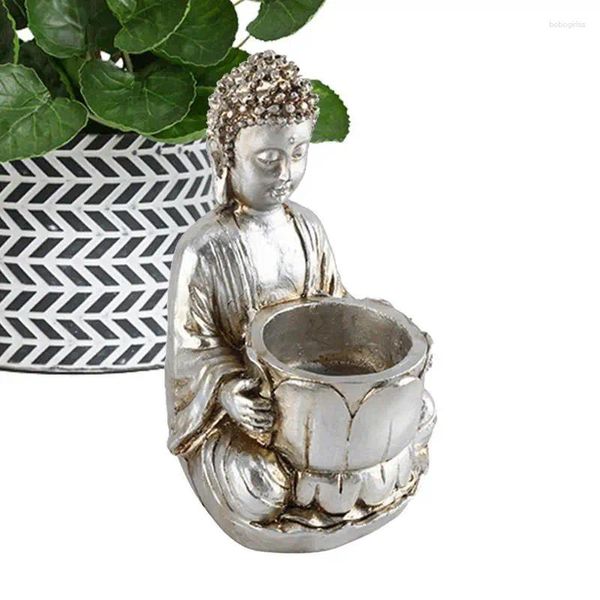 Titulares de vela Buda tealight titular estátua resina estatueta zen chá leve meditação de oração decoração