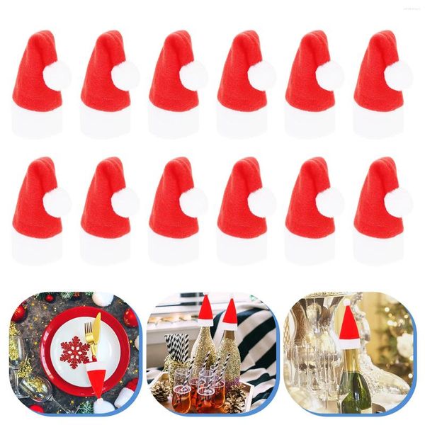 Armazenamento de cozinha 12 pcs chapéu de natal talheres chapéus lolly pops mini decorações Santa para Lollipop bolsa