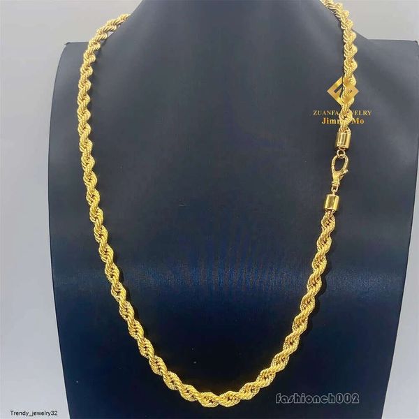 Anhänger Halsketten Neue trendige 6 mm Au750 Real Gold Massiv Gold Gelbgold gefrorene Hip -Hop -Juwely -Mann Seilkette Ebene Kette Kette