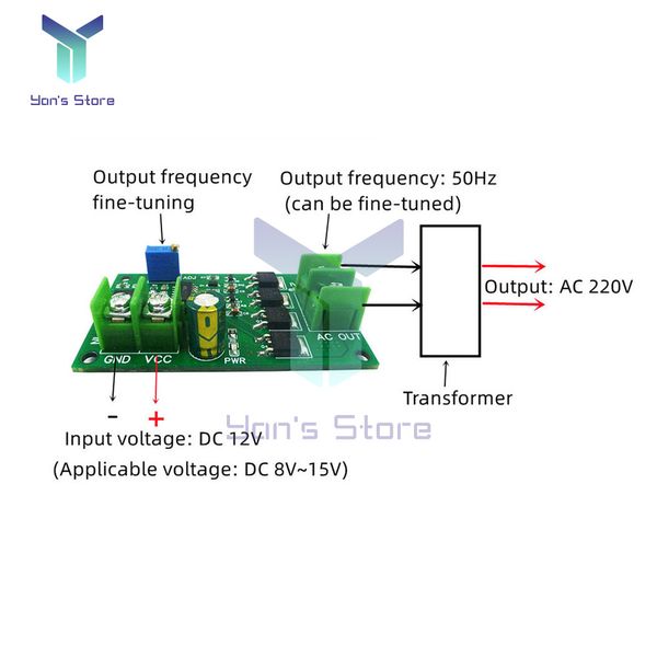 1PCS 200W DC 12V bis AC 12V Wechselrichter 50 Hz Square Wave Signal Generator Modul 12W AC 220V bis 12 V Power Transformator Board
