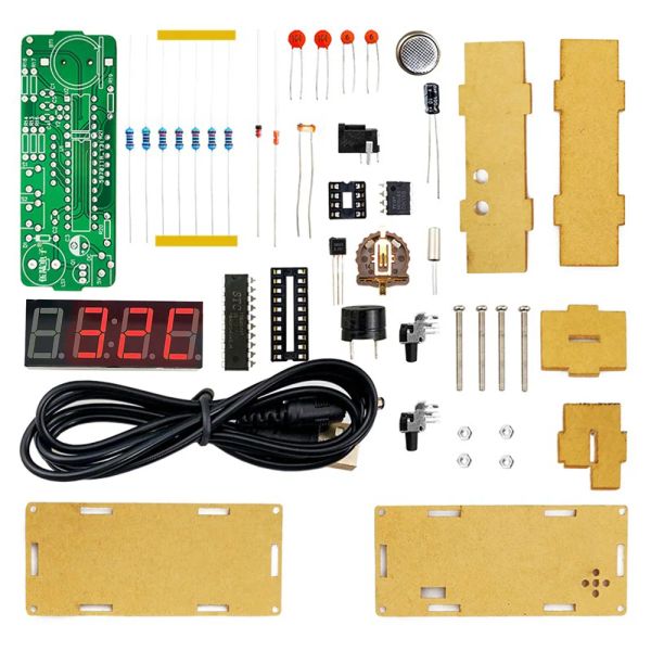 4 dígitos Recarregável Kit de relógio digital DIY SMD SMT Projetos de solda de relógio de despertador controlado por luz para DIY Learning Electronics