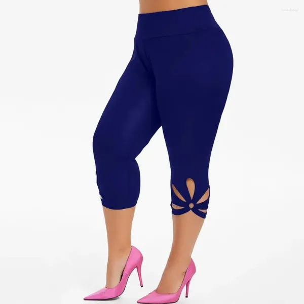 Frauenhose Capri Casual Ladies hohlende Farbe Jeggings Frauen Elastizität Sportige Hosen für Fitness