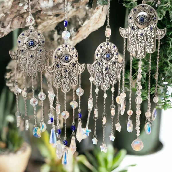 Figurine decorative Hamsa Hamsa a mano Cristalli sospesi Catcher Evil Evil Creativo Creativo PRISM GLIGHT PRIST FUNAGUE CHIE CHIE COLLE