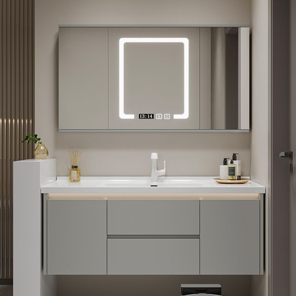 Тщеславие для ванной комнаты зеркало современное раковина полки
