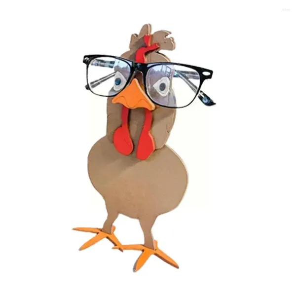 Dekoratif tabaklar el yapımı ahşap oymalı komik tavuk gözlük