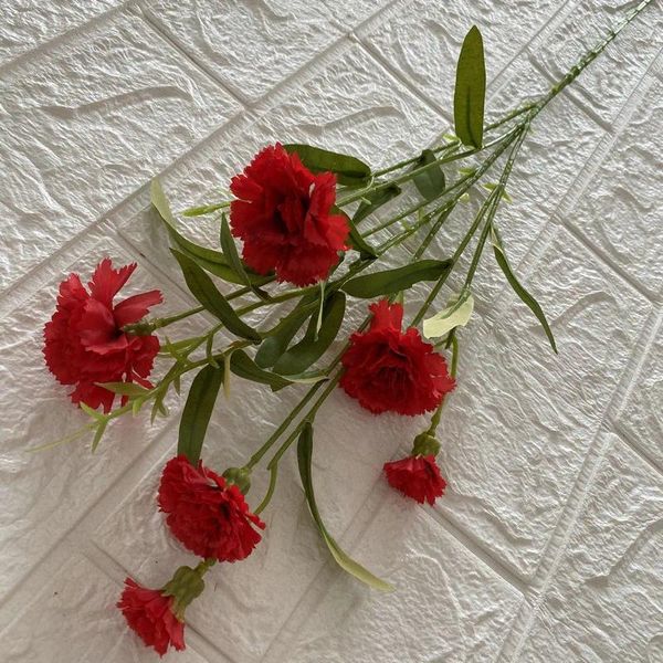 Dekorative Blumen falsche Pflanzen Seidenkanke Blumenzweige El Mall Urlaub Dekoration Künstliche Karnation DIY Lehrer Tag Bouquet