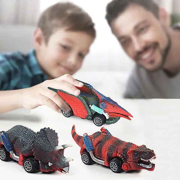 Dinosaur Toy Pull Back Cars Carros de dino realistas Mini monstro caminhão com pneus grandes pequenos brinquedos de dinossauros para crianças presentes de aniversário