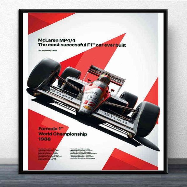 Ayrton Senna F1 Fórmula McLaren World Dhampion Racing Car Posters Prints Printura de imagem de arte de parede para decoração de sala de estar H1296Y