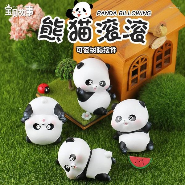 Estatuetas decorativas panda mini ornamentos pequenos resina artesanato