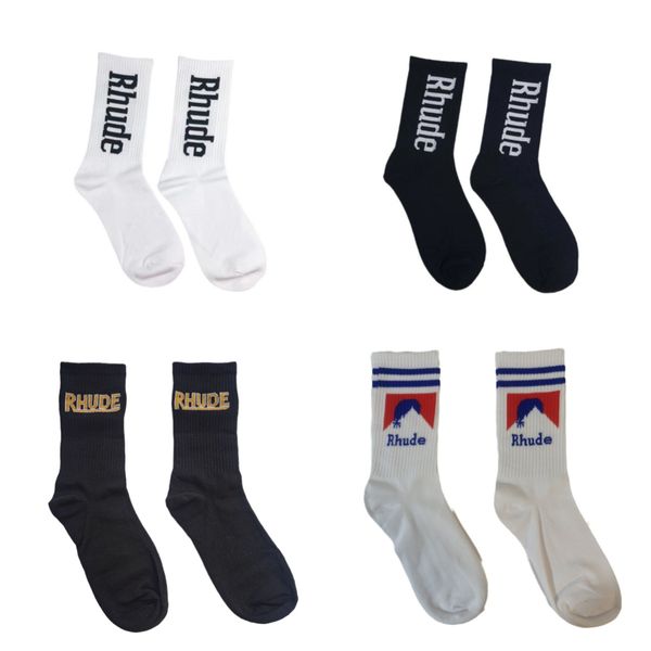 Meias massex de homens para homens Designer Sock Rhude feminino Luxo Socken Meias Les Chaussettes preto Letras brancas Calcetinas Calzini Mens Algodão Algodão