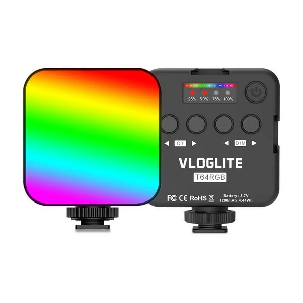 Luxceo T64 RGB Panel Işık Mini LED Kamera Işığı 1200mAh Şarj Edilebilir Taşınabilir Video Lamba YouTube için Tam Renkli Fotoğraf Aydınlatma