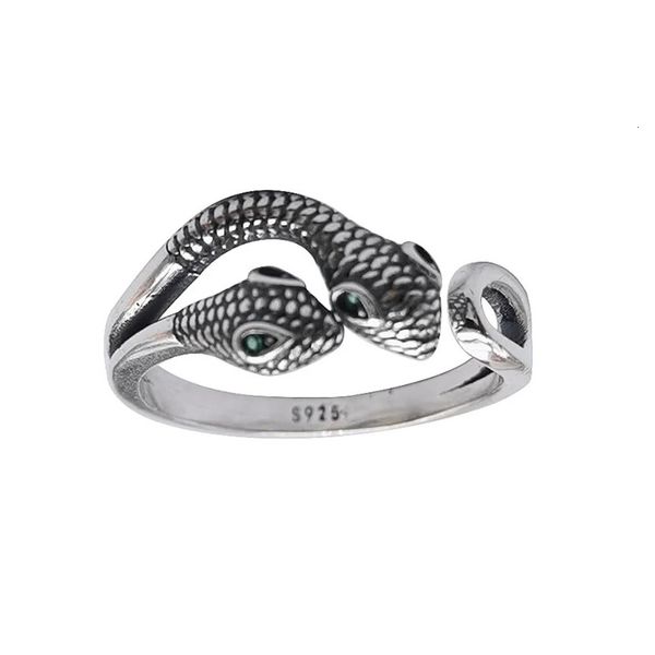 Unibabe S925 Real Silver Fashion Doubled Snake Open Ring für Frauen Thai Retro Jewelry240412