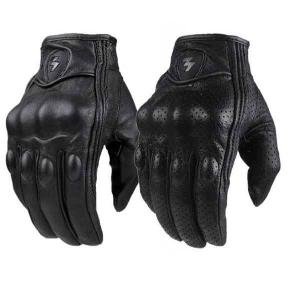Ретро -преследование перфорированные настоящие кожаные мотоциклетные перчатки мотоподобные перчатки для мотоциклетных защитных шестерно