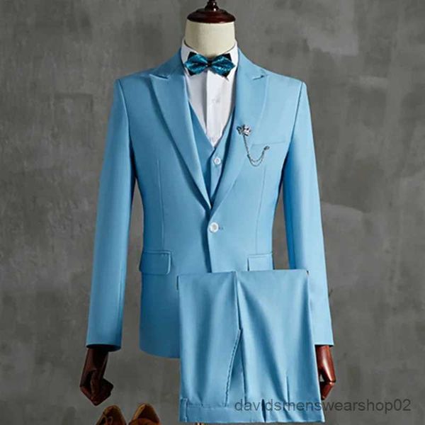 Ternos masculinos Blazers 2023 Men Boutique Boutique Business Decoração formal Casamento Groomsmen traje vestido 3 PCs Conjunto Blazers Casaco de calças de casaco