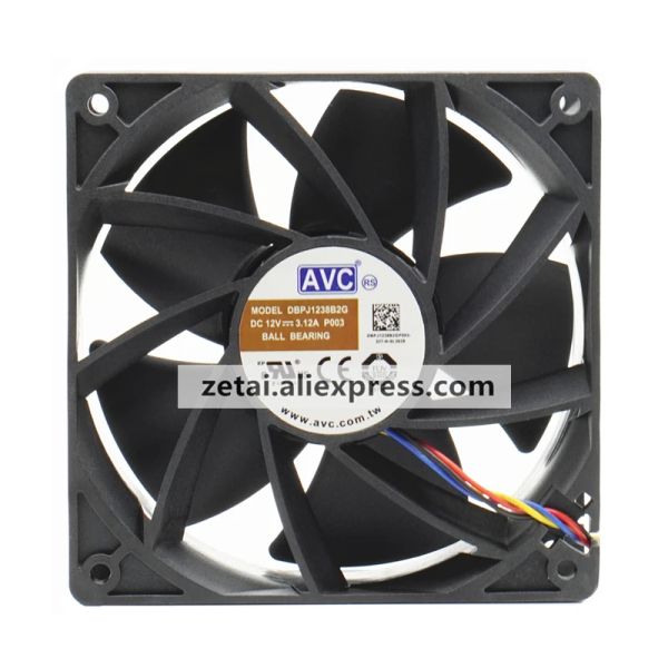 Zincir/Madenci Yeni Orijinal AVC DBPJ1238B2G 120mm Fan 12V 3.12A 7500RPM Soğutma Fanı 12038 T2T T9+ Z11 S9 S19 Bitcoin Miner Fan için Madencilik Fanı