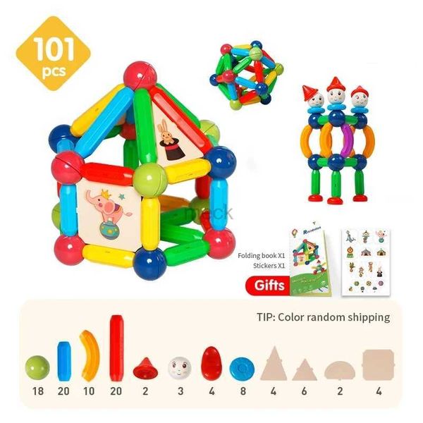 Decompression Toy Romboss 101pcs Building Magnetic Blocks Blocks Toys Kids Montessori Educational Construction Set Toys per regali di compleanno per bambini 240413