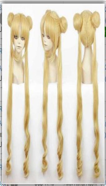 Girl Sailor Moon Cosplay Kostüme Wig Tsukino Usagi und Prinzessin Serenity Locken tragen Haare hitzebeständiges Haar5486615