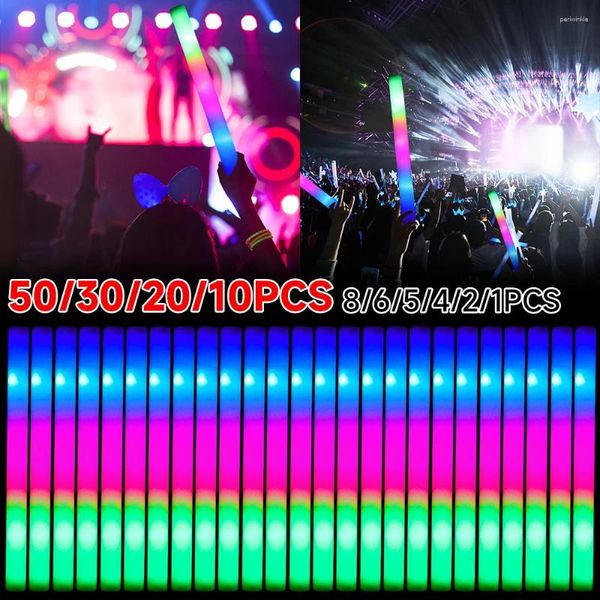 Decoração de festa 1-50pcs led bastão de brilho a granel colorido rgb bastão de tiro de torcida Luz escura para materiais de casamento de aniversário de natal