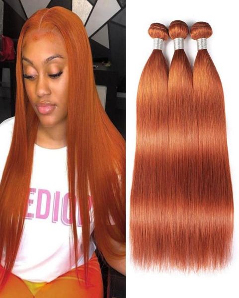 Ishave Hair Wefts Straight Orange Ginger 350 Ombre Color Human Hairles для женщин ВСЕГО ВОЗРАСТА Бразильские перуанские волосы virgn extens9116914