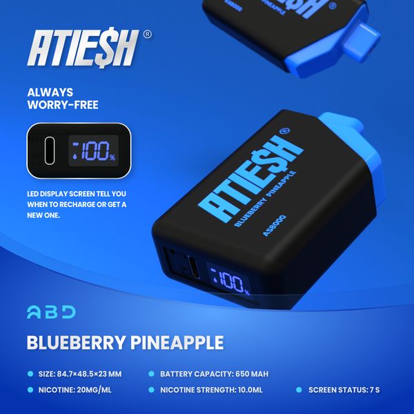 Atiesh As 8000 Puffs одноразовый Vape Big Puffs Led Display хорошего качества 650 мАч 12 мл e-жидко