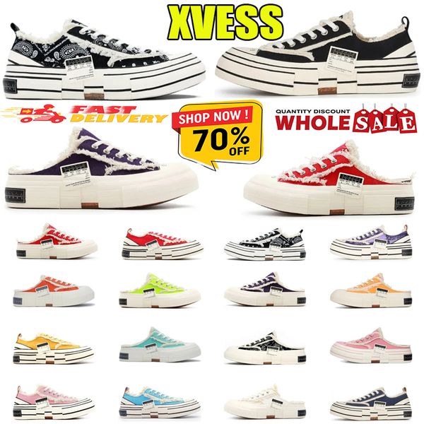 2024 Hausschuhe Xvessel G.O.P.LOWS Casual Shoes Vas Mens Schuhe vulkanisierte Schnür-Sneakers Frauen offenen Rückenschuhen Schifferscheibenschuh GaI 35-45 Open Rückenschuhe