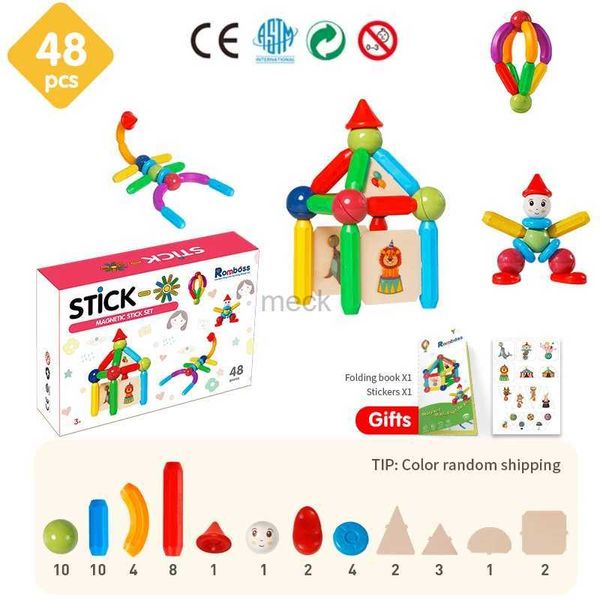 Decompressione giocattolo Romboss 48pcs per bambini Set di costruzioni magnetiche Balli magnetici Building Buildings Blocks Montessori Educational Toys for Children Regali 240413