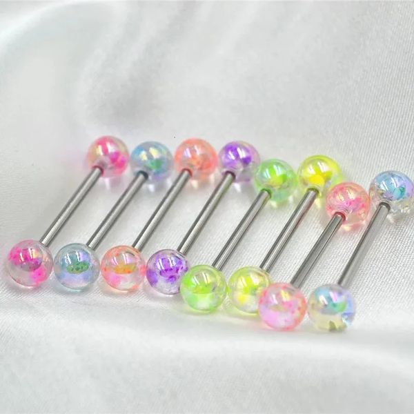 6pcs ACRYLIC AB Lingua Piercing set di capezzoli Bulk 14g Shiny Lot Ring Pack Lengua 240409