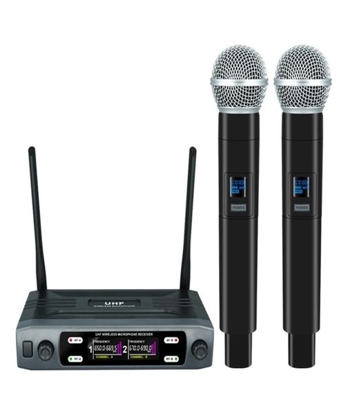 Microfoni Microfoni wireless Dual Canali a doppio microfono UHF Frequenza fissa MIC DYNAMIC PER SPETTAMENTO BANDO DELLA CHURCA DELLA FATTURA DI KARAOKE 4184140