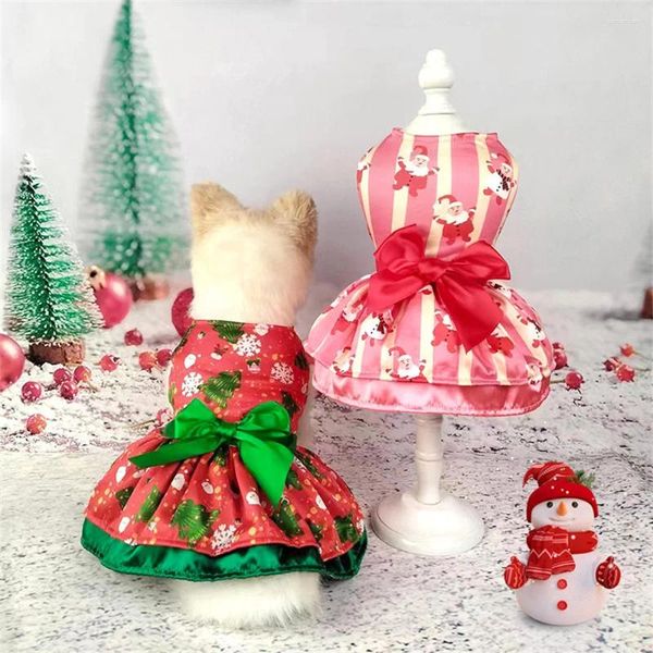 Vestuário para cães gato de natal traje de estimação elegante e adorável camada dupla festiva vestido de roupas de moda confortável