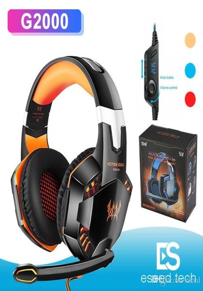 Kotion ogni cuffia da gioco Stereo GA2000 CASA CASQUE CASQUE DEEP BASS Game EARPHOPHEGGIO CON LED LED MIC per PC Gamer7681969