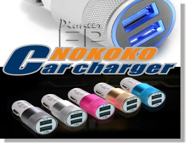 Brand Nokoko Metal Dual USB Port Car Charger Universal 12 Volt 1 2 Amp per Samsung Galaxy Droid Nokia HTC8674228