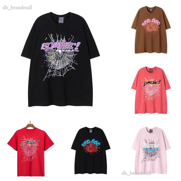 2024 Designer Männer T-Shirt Pink Young Thug SP5der Mans Frauen Qualität Schaumdruckspinnen-Webmuster T-Shirt Mode Y2K Top Tees US Size S-XL