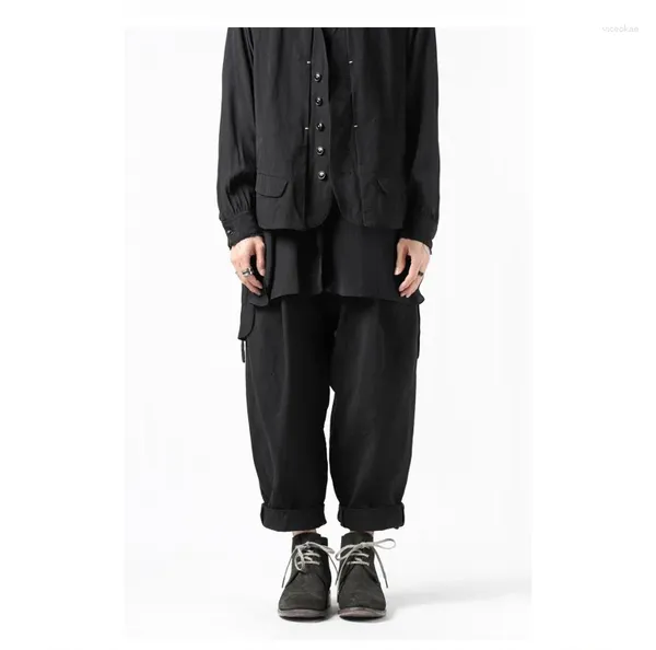 Мужские брюки темный японский ретро -ретро Ямамото стиль деконструкции чистый хлопковой весенняя и летняя повседневная мода