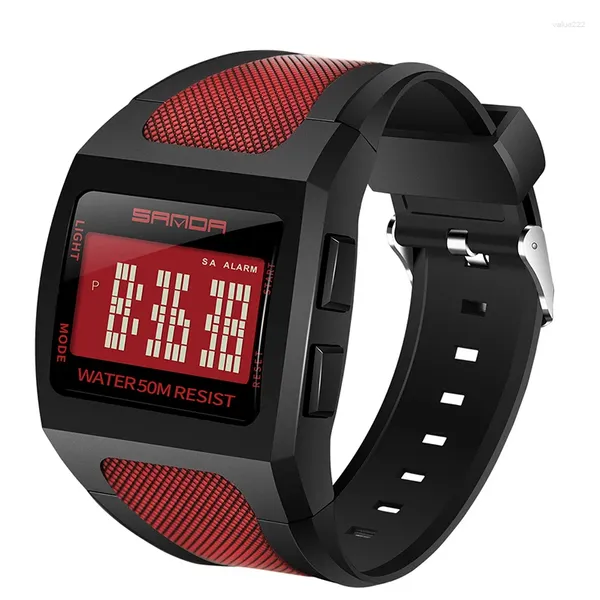Armbanduhr LED Light Display Chrono Digital Sport Uhren Herren 5BAR Top wasserdichte Armbanduhr Alarmdatumuhr