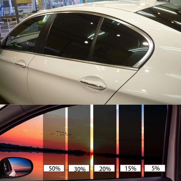 Adesivos de janela VLT 5/15/30/50% de calor UV Bloco UV Profissional TINT FILME Auto Blackout Sun Shade para construção