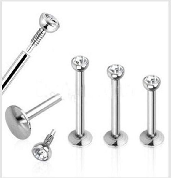 Mix 6810mm Loles de 60pcslot Moda Aço inoxidável Interior Piercing Labret Ring Jewelry Bar9822061