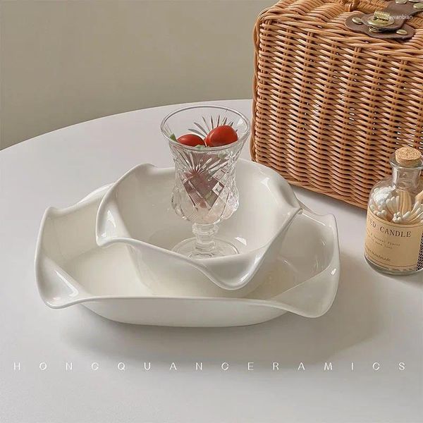 Schalen Nordeuropa Suppe Schüssel Retro reine weiße Keramik Französisch Licht Luxusgeschirr Küche Haus täglich kreatives Produkt