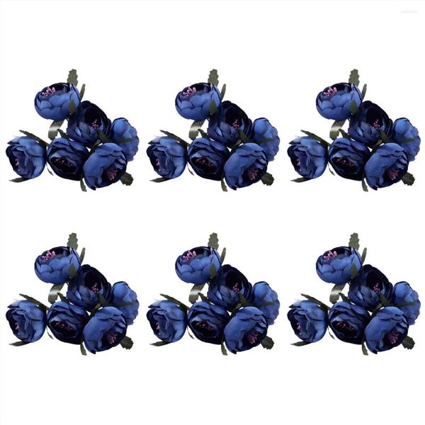 Flores decorativas 36 pcs/lot simulação de seda de pano de seda Bouquet Holding (Royal Blue Purple Heart)