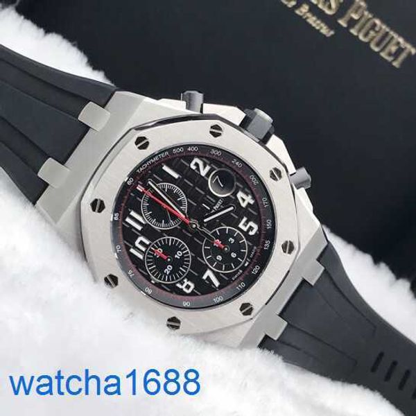 Orologio da polso AP Montre Royal Oak Offshore Serie 42mm Calendario Calendario Red Devil Vampire Automa Meccanico Acciaio in acciaio 26470ST.OO.A101Cr.01 Disco nero