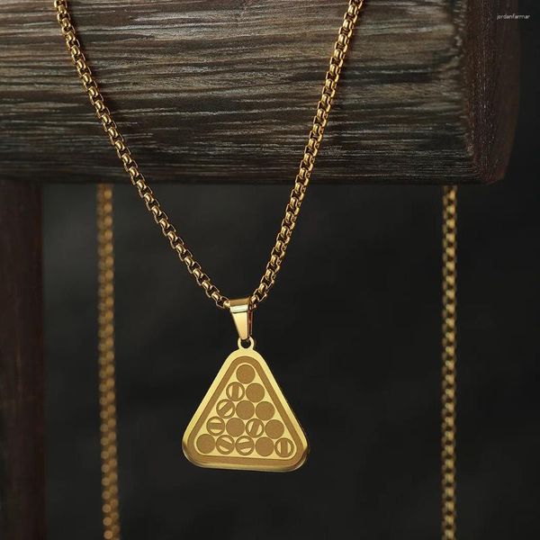 Pendellöder Halsketten Chengxun Billard Tisch Geometrie Halskette Minimalistische Edelstahldreieck Damen- und Herrenschmuck
