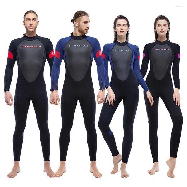 Mulheres de roupas de banho feminina Mulheres masculinas de manga comprida Toites de mergulho protetora de corpo inteiro de 3 mm de neoprene trajes de banho para surf snorking swearfishing