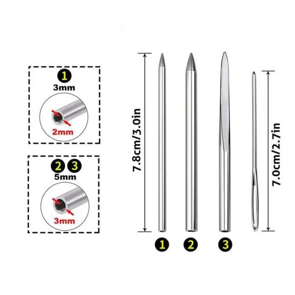 Marlin picos com agulhas de laço fids para paracord ou ferramenta de trabalho em couro para casa profissional pequeno costura artesanal renda de corda diy