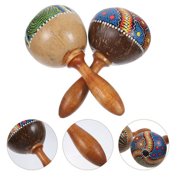 2 PC giocattoli per bambini Maraca Fiesta in legno Maracas Birthday Present Kids Noisemakers Percussion ParentChild 240408