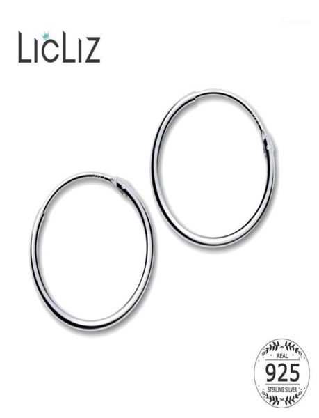 Hoop Huggie Licliz 2021 925 Sterling Silber Einfache Ohrringe für Frauen runder Kreis Weiß Gold Schmuckschleife Joyas de Plata Le04729559520