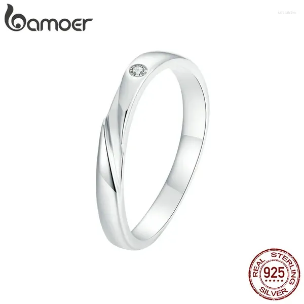 Clusterringe Bamoer Echt 925 Sterling Silber Minimalist Ring für Frauen Original Design Fine Party Schmuck