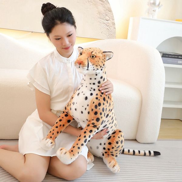 34cm-66cm Big Leopard Plush Toys gigante amarelo Cheetah macio travesseiro de animais de animais de pelúcia brinquedos de boneca para amigos Presente de aniversário