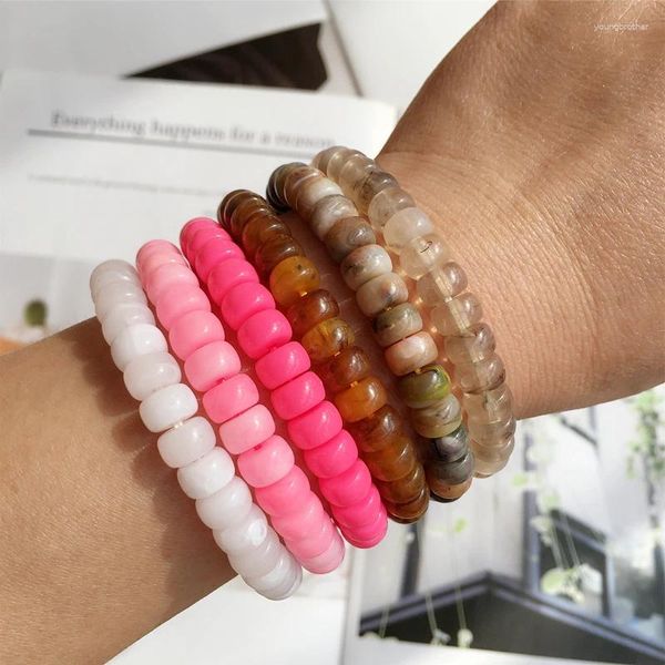 Link Armbänder ujbox Großhandel Custom 6 Farben Acrylradperlen für Frauen Mädchen verstellbares Handgelenkschmuckzubehör Geschenk