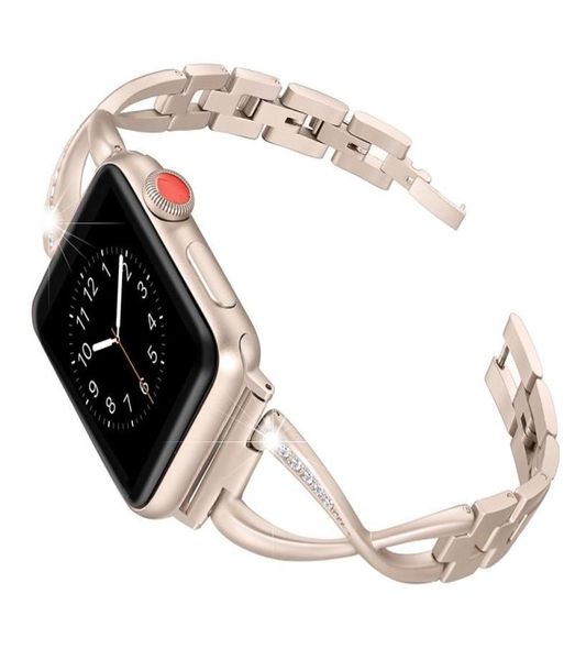 Women Watch Band für Uhrenbänder 38 mm/42 mm/40 mm 44 mm Diamant Edelstahlgurt für die IWatch -Serie 4 3 2 Armband 8703667