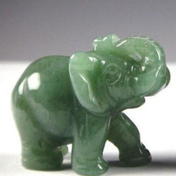 2 2 Zoll Grüne Aventurine Jade Stone sehnt sich nach glücklicher Elefant Feng Shui Statue235k