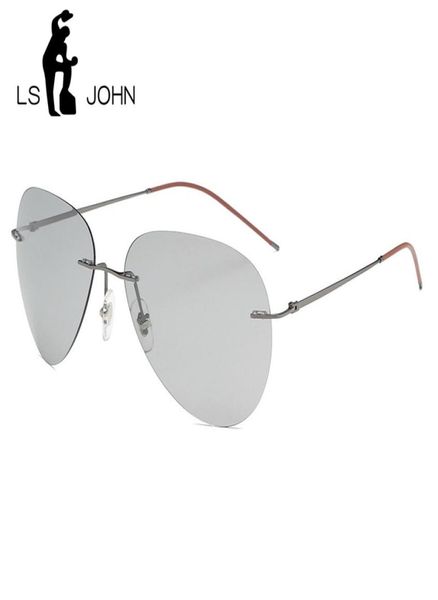 LS John Pilot Pochromic Polarized Sunglasses Men Men Designer Vintage Sultralight Rimless Titanium Sun Glasses для женщин Q01217019357